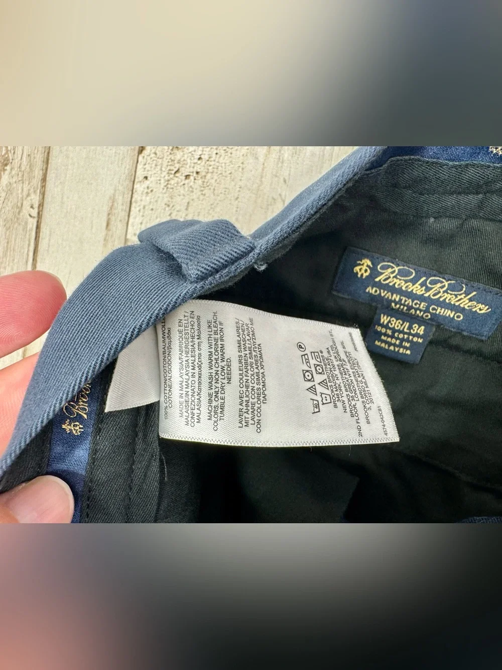 Brooks Brothers Advantage Chino Milano Pleated Khaki Pants Mens 36x34 Navy Blue